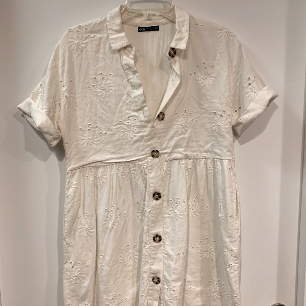 Zara white eyelet baby doll dress, size 6